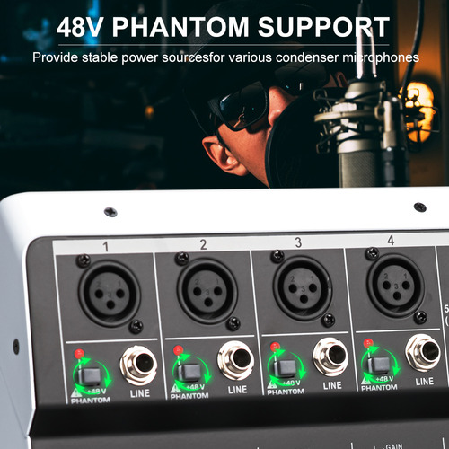 Mx6 Canal 99 Dsp Efeito Mixer Record Pc 48v Phantom Power