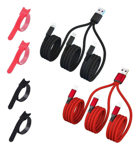 Cable De Carga Mltiple 3 En 1 De Nailon Trenzado Mltiple Usb