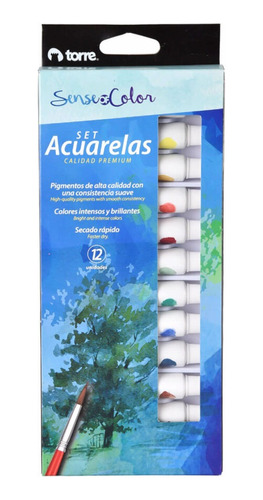 Set Acuarelas En Tubo 12 Colores Torre Sence Of Color