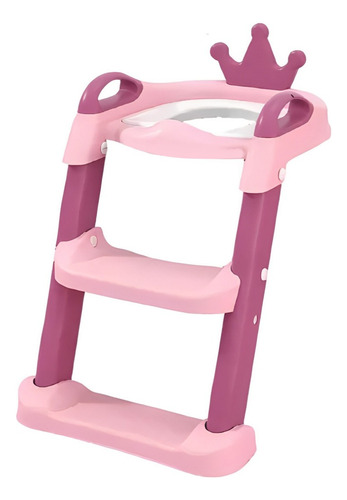 Escalera De Baño Para Niños Diseño Coronita Celeste Y Rosado