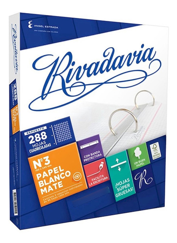 Repuesto Rivadavia N°3 Con Banda X 288 Cuadriculado