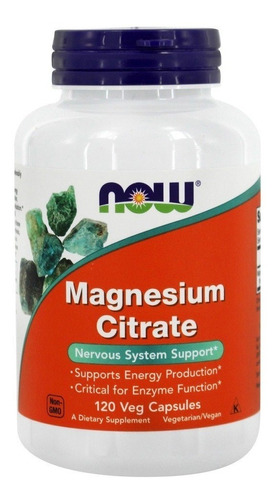 Imagen 1 de 9 de Magnesio Citrate Now 120 Capsulas - Sistema Nervioso