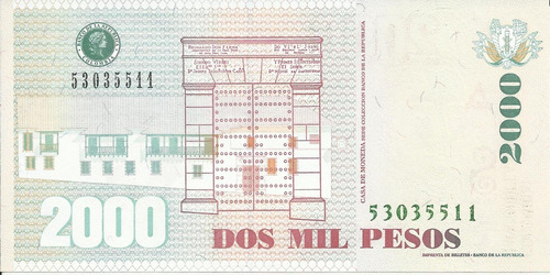 Coombia 2000 Pesos 1 Agosto 2014