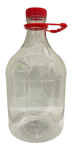 Botella Garrafa De 4l Transp C/ Tapa Y Agarradera Roja 5pzas
