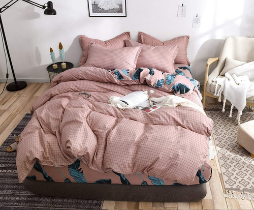 King Duvet Cover Set Pink Grid Juego De Ropa De Cama A ...