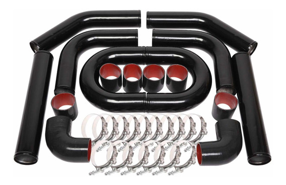 Alu-conectores ad 76mm negro *** alurohr tubo aluminio conector de manguera Turbo 