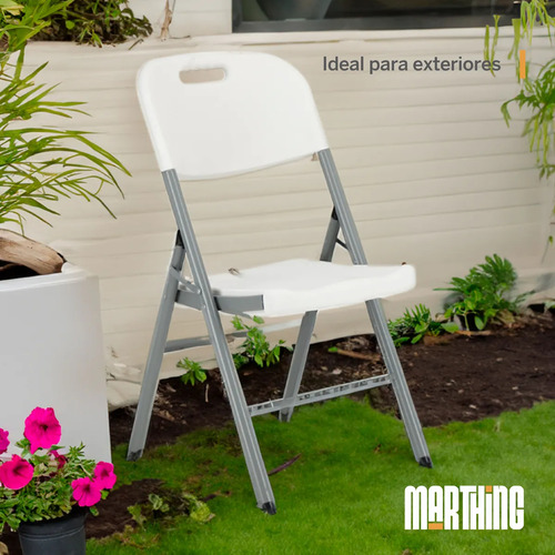 Set 10 Sillas Plegables De Plástico Jardin Fiestas Eventos Blanco Set 10 Sillas De Uso Rudo
