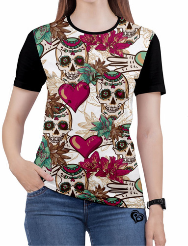 Camiseta De Rock N Roll Caveira Moto Feminina Roupas Blusa 8