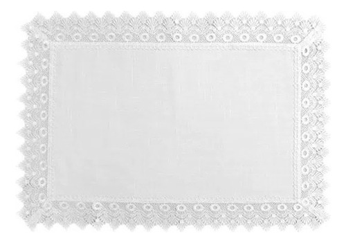 Conjunto 2 Lugares Americanos Renda Inglesa Java 35x50cm Cor Branco Lisa