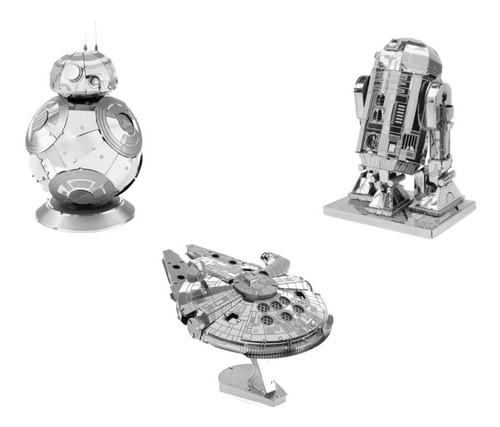 Star Wars Kit 3 Rompecabezas Metal 3d R2d2, Bb8 Y Halcón