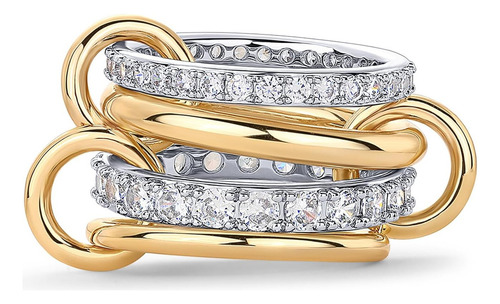 Anillos Apilables Entrelazados Chapados En Oro De 14 Quilate