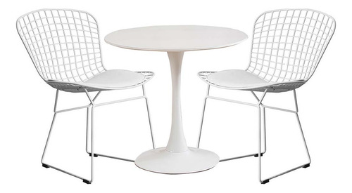 Juego Comedor Living Mesa Tulip + 2 Sillas Bertoia