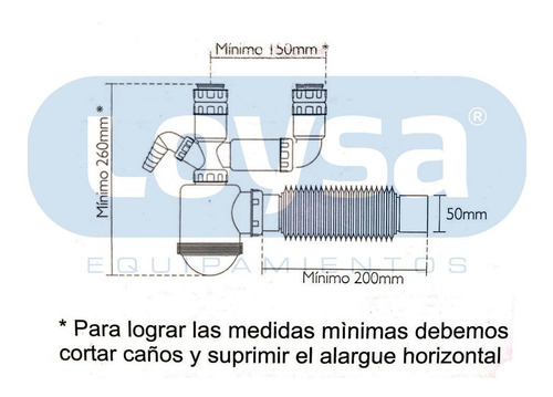 Sifon Doble Cocina Inplast Con Roscas 1.1/2 Y Salida 50mm