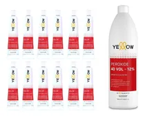 Comprar Kit 12 Tinturas Yellow + 1 Oxidante 40 Vol Yellow Litro