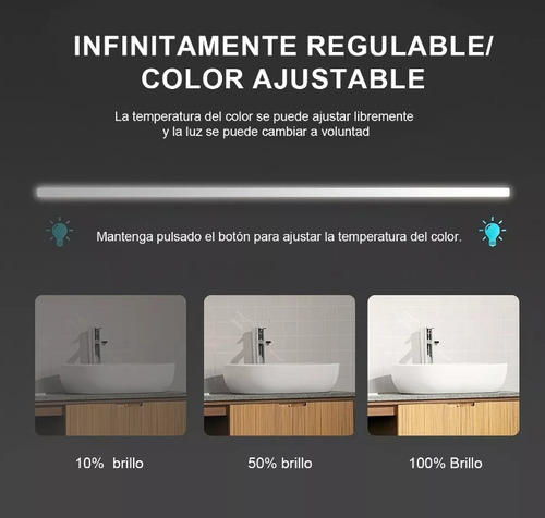 Espejo Ovalado Con Luz Led Táctil 80x60cm Bisel Difuminado Marco Blanco