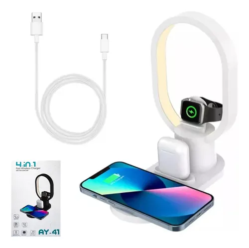 Estación De Carga 4 En 1 Luz Led Compatible Ios Android