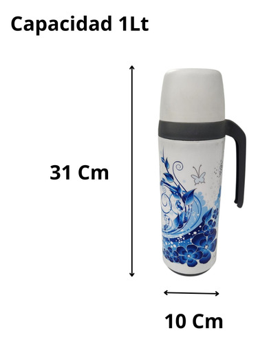 Termo Atom Legends Decorado 1 Lt Acqua Blanco