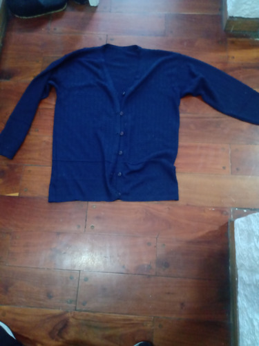 Saco Lana Azul T M.finito Calado Sweater Poulover 