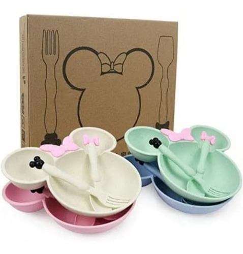 Plato Infantil Ecológico De Tres Piezas De Mickey And Minnie