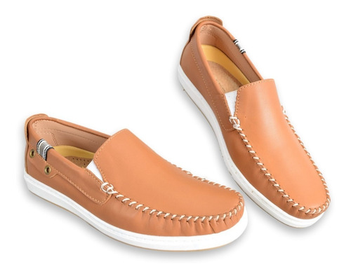 Mocasín Náutico Hombre Hopper 1929 Cuero Elástico Cosido
