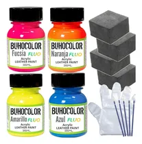 Comprar Set Pintura Tela Cuero Zapatilla Fluor X4 + Aplicadores