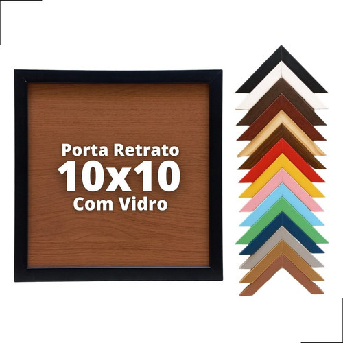 Porta Retrato 10x10 C/ Vidro Ótima Qualidade Mesa E Parede. Cor Preto