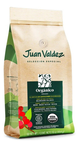 Café Orgánico 454 Gr Grano. Juan Valdez. Nueva Presentacion