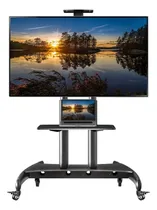 Comprar Soporte De Tv C\u002Fruedas Pantallas De 55 A 85. Myshopuruguay!! Color Negro