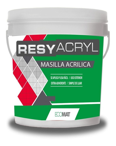 Masilla Acrilica Extra Adherente 27kg P/ Interior O Exterior