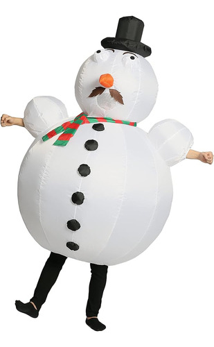 Disfraz Inflable Muñeco Nieve Para Adultos Vestido Navidad