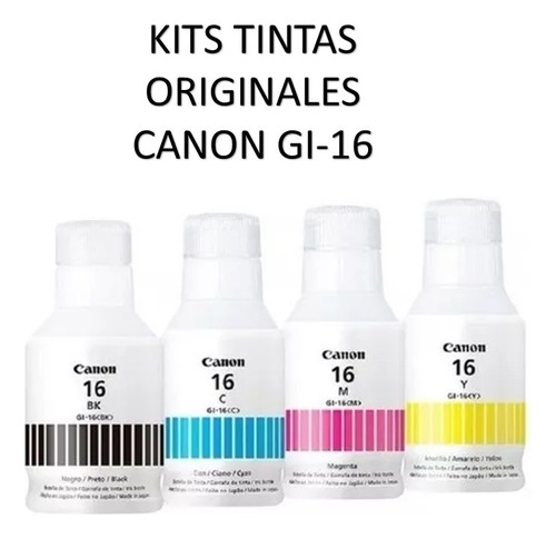 Tintas Canon Gi-16 Gi16 Gi 16 Pigmentadas Originales Kits 