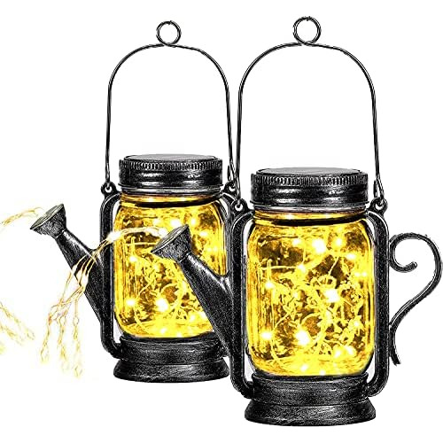 2 Pack Outdoor Ground Plug Solar Lights Mason Jar Solar...