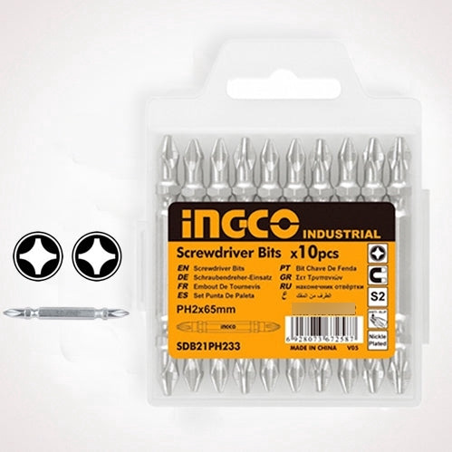 Ingco Set De Puntas De Estrella Ph2 65mm * 10pcs #sdb21ph233