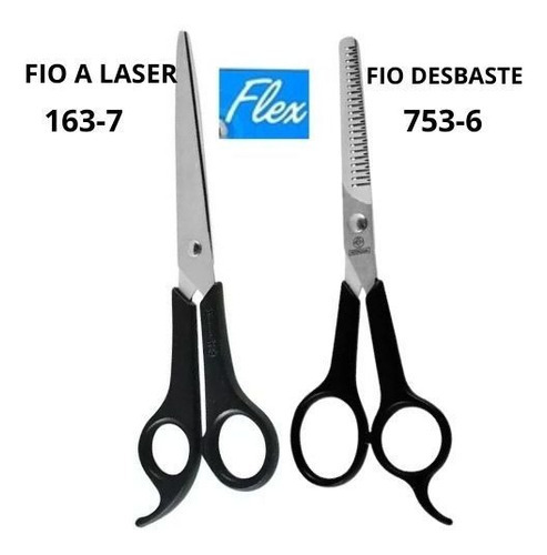 Combo Tesoura Cabelo Fio Laser/desbaste Mundial Flex