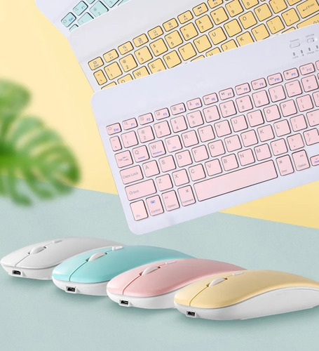 Kit Mini Teclado Mouse Bluetooth Usb Incluye Pad Y Soporte