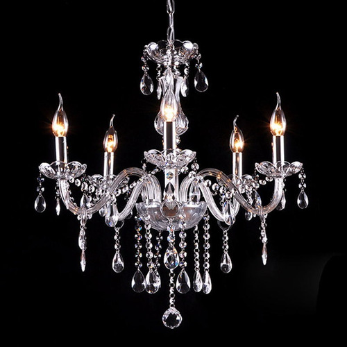 Lampara Colgante Candelabro Cristal K9 Transparente 5 Luces