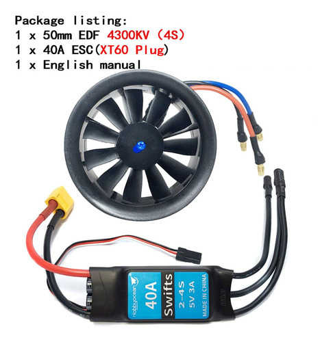 Ventilador De Conducto Edf De 50 Mm 4300kv 11 Hélice Motor