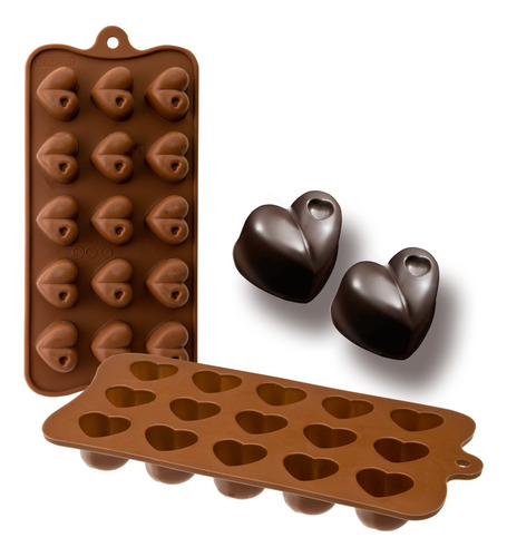 Molde De Silicona Corazones Chocolate X15 Cavidades