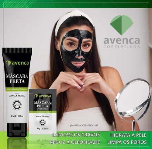 Imagem 4 de 4 de Avenca Máscara Preta Removedora De Cravos 8g Caixa C/ 50unid