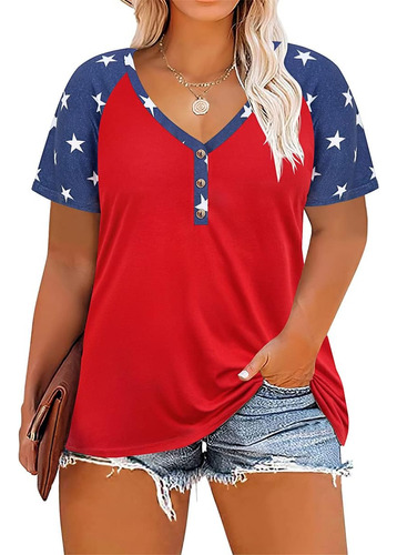 Ritera Tops De Talla Grande Para Mujer, Manga Corta, Cuello 