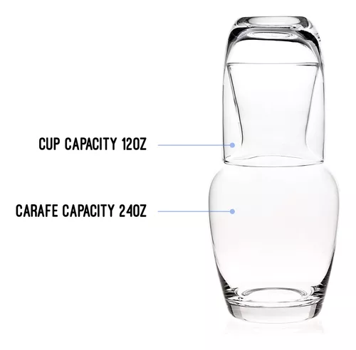 Jarra de agua de noche de cristal transparente, jarra de cristal vintage  para mesita de noche con taza para mantenerte hidratado durante la noche