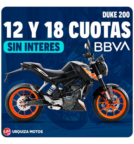 Imagen 1 de 16 de Moto Naked Calle Pista Ktm Duke 200  0km Urquiza Motos