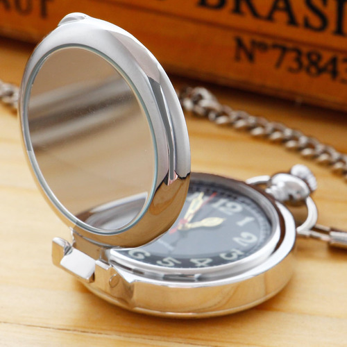 Reloj De Bolsillo Mecánico Hombre Esfera Romana Acero Inoxid