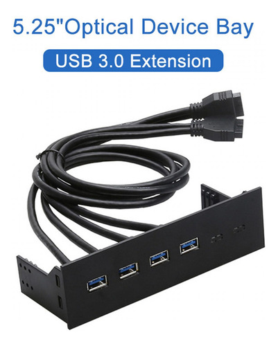 Concentrador De Panel Frontal De 5,25 4 Puertos Usb 3.0