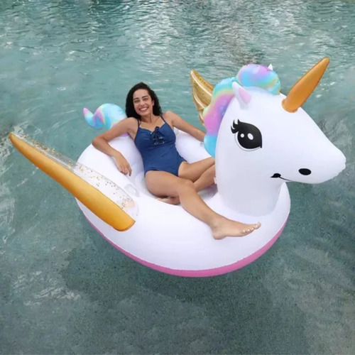 Inflable Gigante Flotador Acuatico Modelo Unicornio Color Multicolor