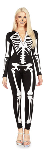Disfraz De Esqueleto Para Mujer/talla Xs/negro
