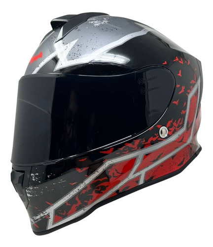 Casco Batman Moto Kov Kroon Dc Comics Certificado Dot Color Rojo Tamaño del casco XL(61-62 cm)