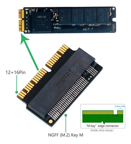 Adaptador Convertidor M.2 Ngff Ahci Nvme Ssd De 12+16 Pines