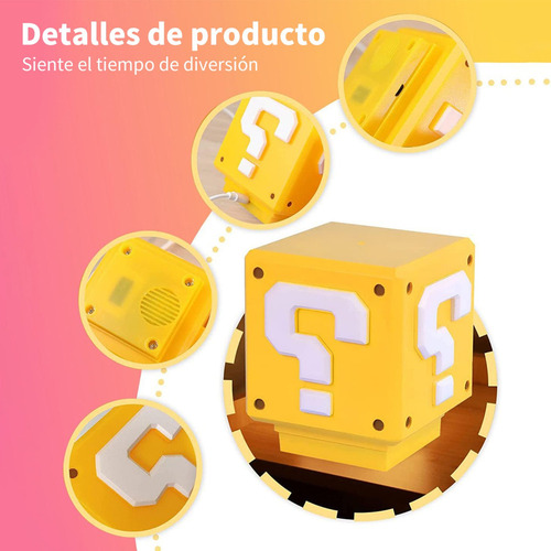 Xin Mario Bros Lampara Led Noche Con Signo Interrogac Y
