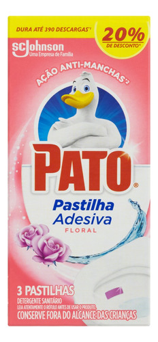 Desodorizador sanitário Pato pastilha adesiva Floral 3 unidades